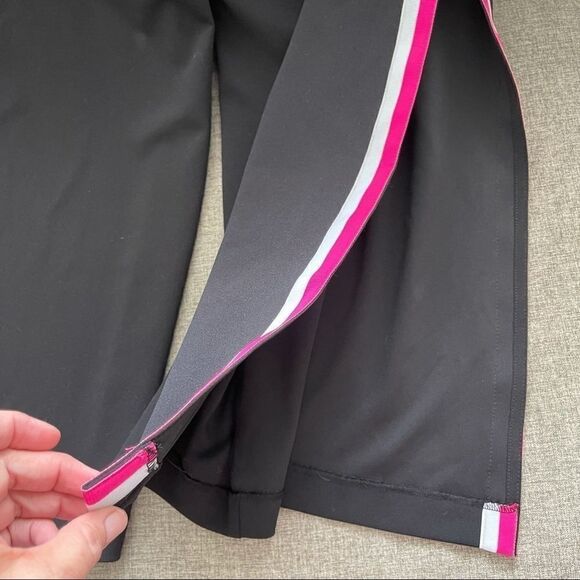 INC Black Wide Leg Pink White Racing Stripe Pants - Picture 5 of 9